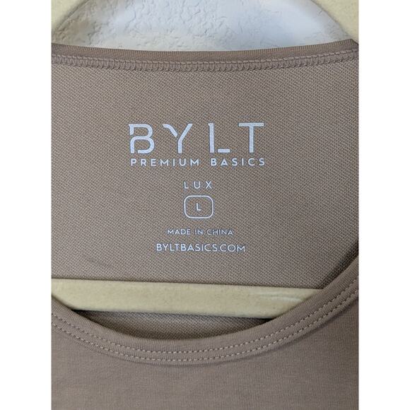 BYLT Drop Cut Luxe Premium Basics Brown Men Crew Neck T-Shirt Size Large - Picture 3 of 7